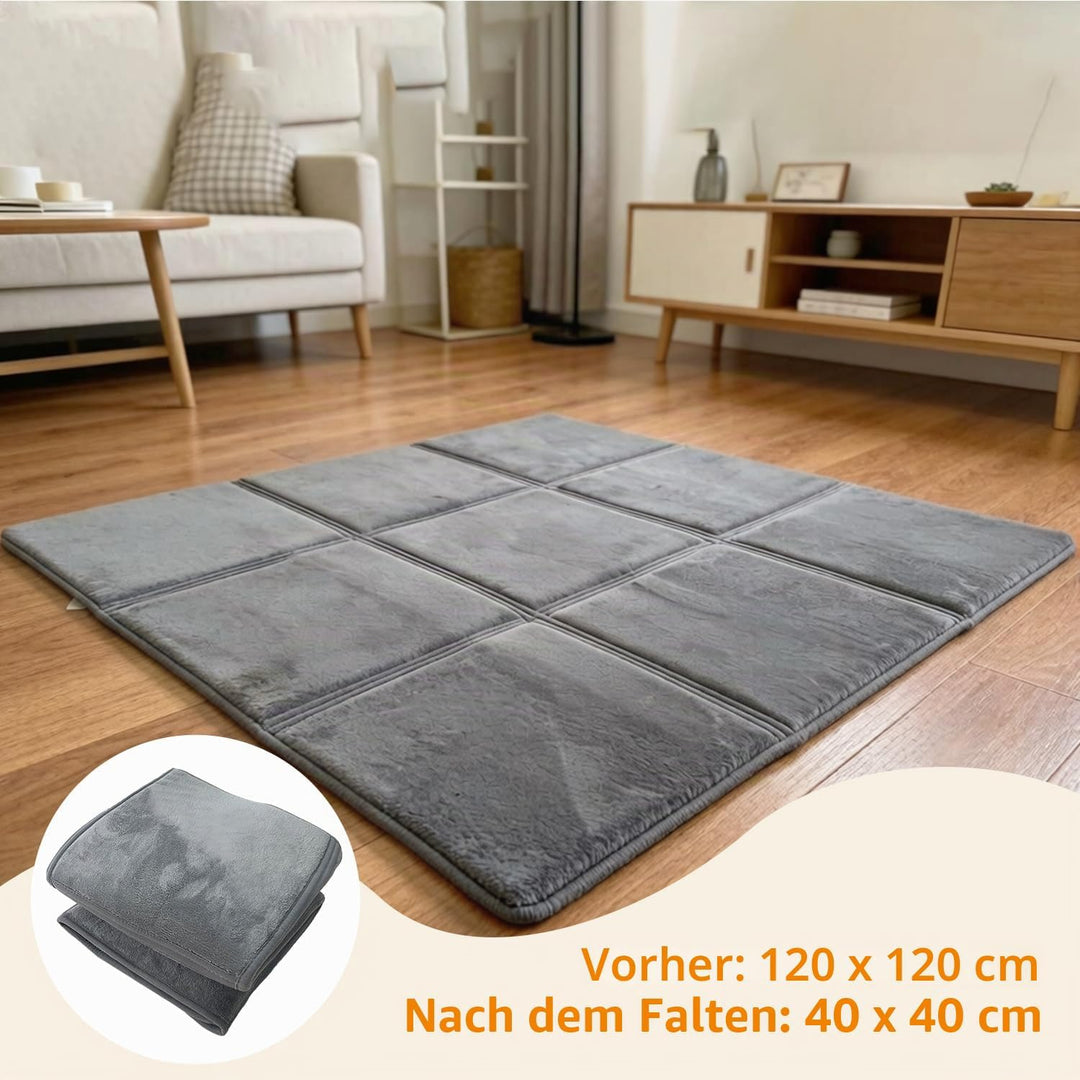 Krabbelmatte Kinder Faltbar Kariert Kinderteppich Rutschfester Unterseite Weicher Kurzflor Pflegelei