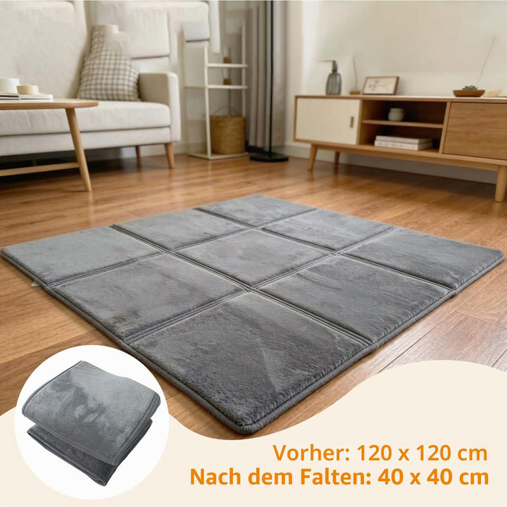 Krabbelmatte Kinder Faltbar Kariert Kinderteppich Rutschfester Unterseite Weicher Kurzflor Pflegelei