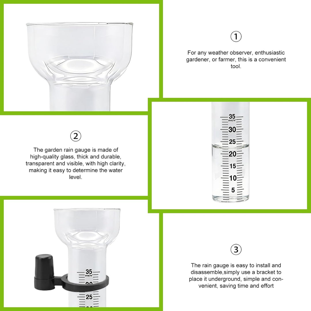 BAIFULAI 4 Stück Regenmesser: 35 mm Regenmesser Ersatzglas, Trichterförmiger Regenmesser Glas mit 4
