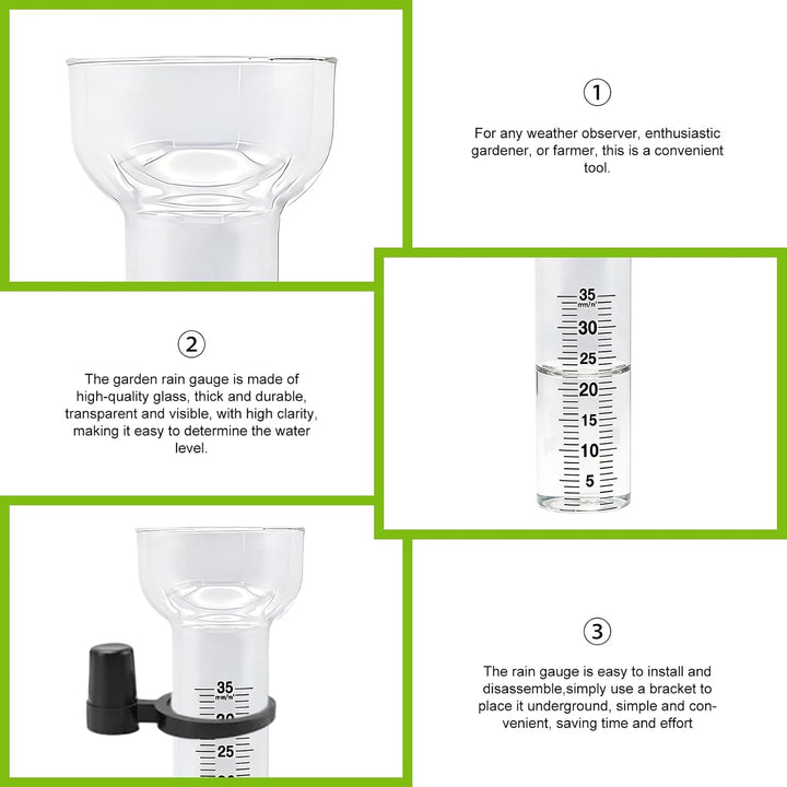 BAIFULAI 4 Stück Regenmesser: 35 mm Regenmesser Ersatzglas, Trichterförmiger Regenmesser Glas mit 4