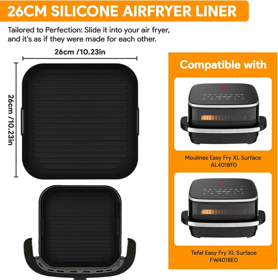 Silikonform HeissLuftfritteuse Zubehör für Tefal Easy Fry XL Surface, 27cm Silikonform Airfryer für
