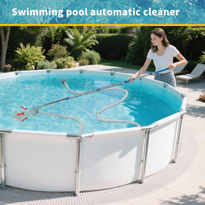 Poolsauger Bodensauger, Poolreiniger Bodensauger mit 4m Extradicker Schlauch und Edelstahlgriff, 202