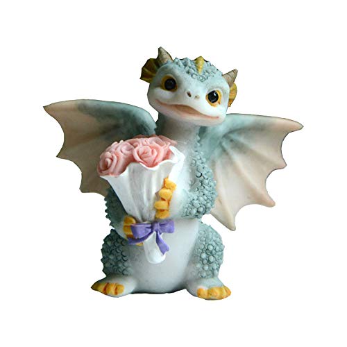 Miniatur Fee Garten Drache Figurine- Aus Meinem Herzen Anwesend Blume Drache, Anwesend Blume Drache