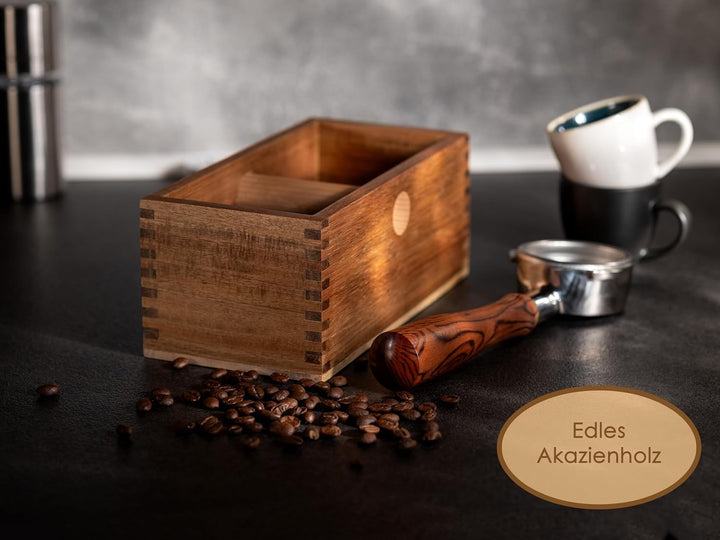 Abklopfbehälter Holz - Nachhaltiger Abschlagbehälter für Siebträger und Kaffeesatz, perfektes Barist