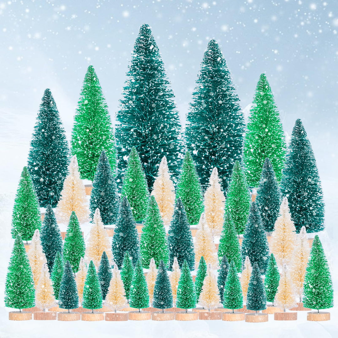 MELLIEX 60 Stück Miniatur Weihnachtsbaum Künstlicher Mini Modell Weihnachtsbaum Kunststoff Winter Or