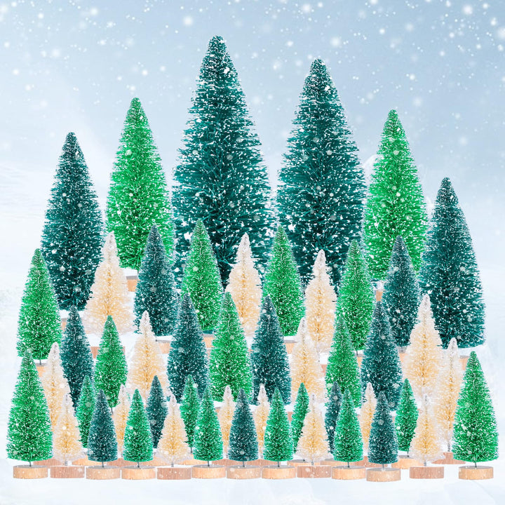 MELLIEX 60 Stück Miniatur Weihnachtsbaum Künstlicher Mini Modell Weihnachtsbaum Kunststoff Winter Or
