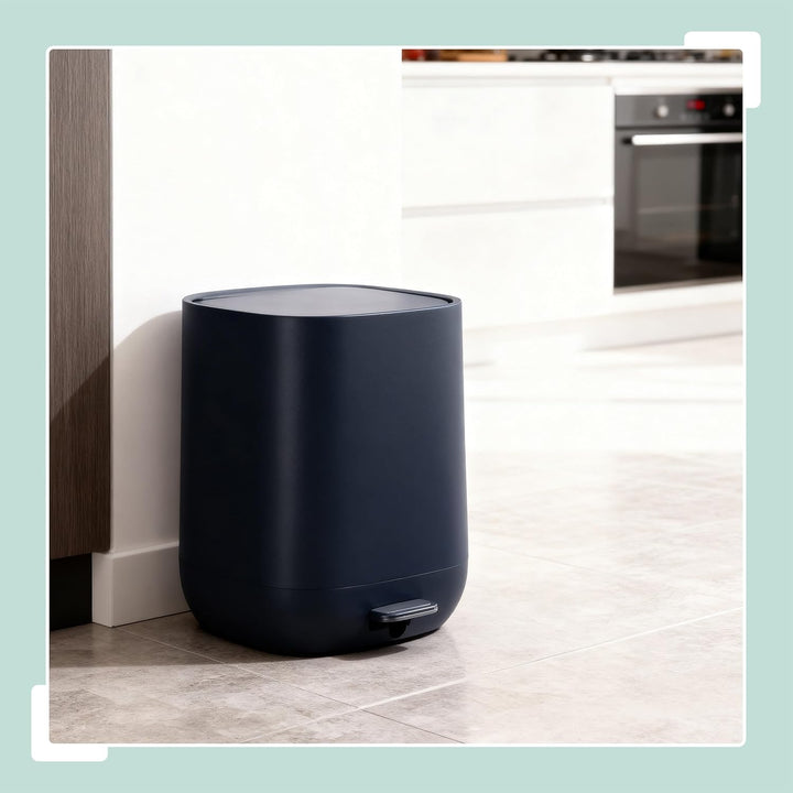 Relaxdays Mülleimer Bad, 5 l, Kosmetikeimer mit Soft-Close, matte Optik, entnehmbarer Inneneimer, Tr