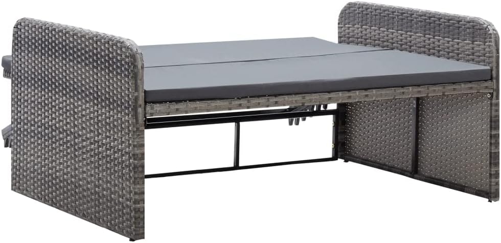 vidaXL Gartenmöbel 2-TLG. mit Auflagen Speicherfunktion Sitzgruppe Lounge Sofa Hocker Gartensofa Gar