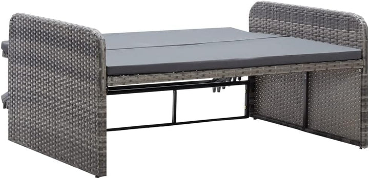 vidaXL Gartenmöbel 2-TLG. mit Auflagen Speicherfunktion Sitzgruppe Lounge Sofa Hocker Gartensofa Gar
