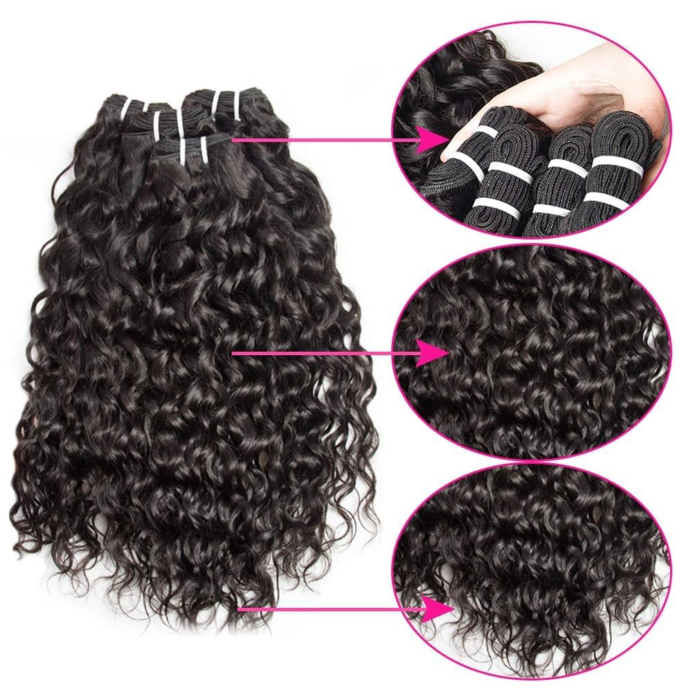 Yavida Brazilian WATER Wave Bundles with Closure Körper Welle Bündel 10A Brazilian Human Hair Bundle