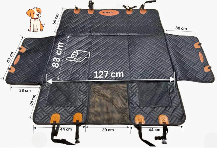 Hundedecke Auto Rückbank „Nalu“ – extra breite, verstärkte Liegefläche, wasserdicht & Kratzfest – Rü