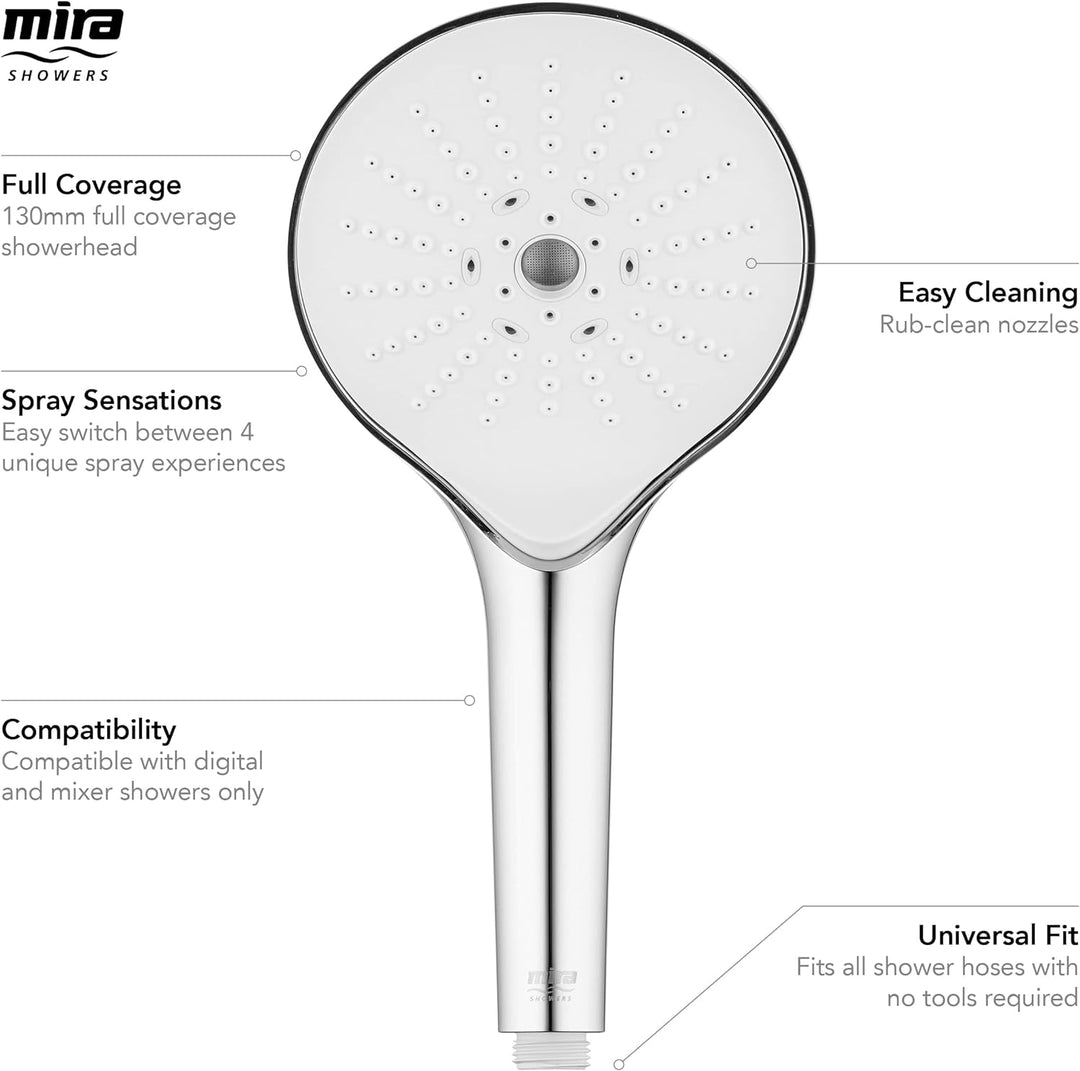 Mira Showers 2.1605.261 Schalter Switch Duschkopf mit vier Strahlarten, Chrome, Stand Alone, Chrome