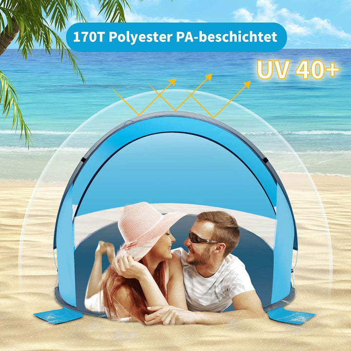 Duhome Strandmuschel Pop Up, Strandzelt für 1-3 Personen Tragbar Beach Zelt mit UV-Schutz Einfacher