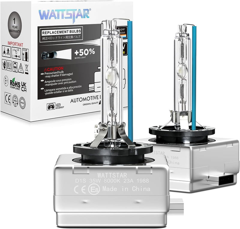 Wattstar Xenon-Scheinwerfer, D1S, 35 W, 8000 K, HID-Lampen, Xenon-Brenner, Lampenwechsel, 2er-Pack.