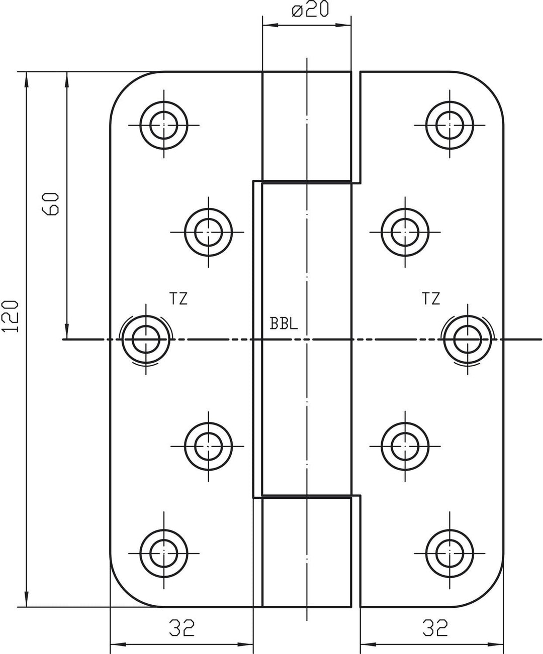 Simonswerk 5 040521 0 04002 Objektband VN 2929 für stumpf einschlagende Türen, Bandhöhe 120 mm, Edel