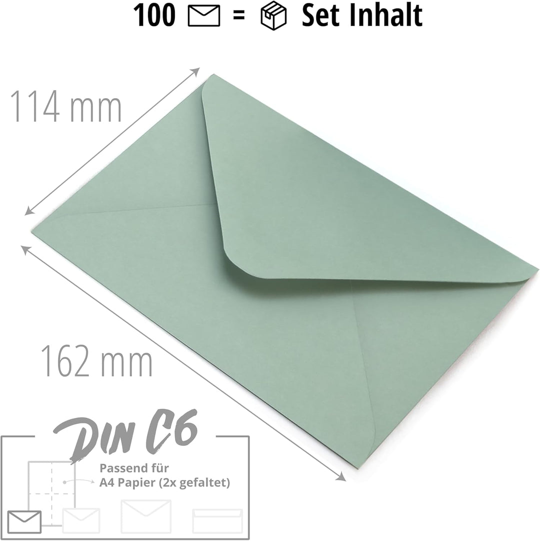 Japun – Briefumschläge (100 Stück) aus Papier, Kuvert, Umschlag ohne Fenster - DIN C6-162 x 114 mm -