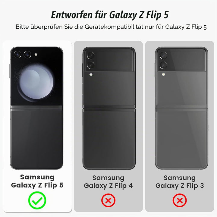 Doeshine for Samsung Galaxy Z Flip 5 Hülle mit Scharnierschutz &amp; Displayschutzfolie, Rutschfester Te