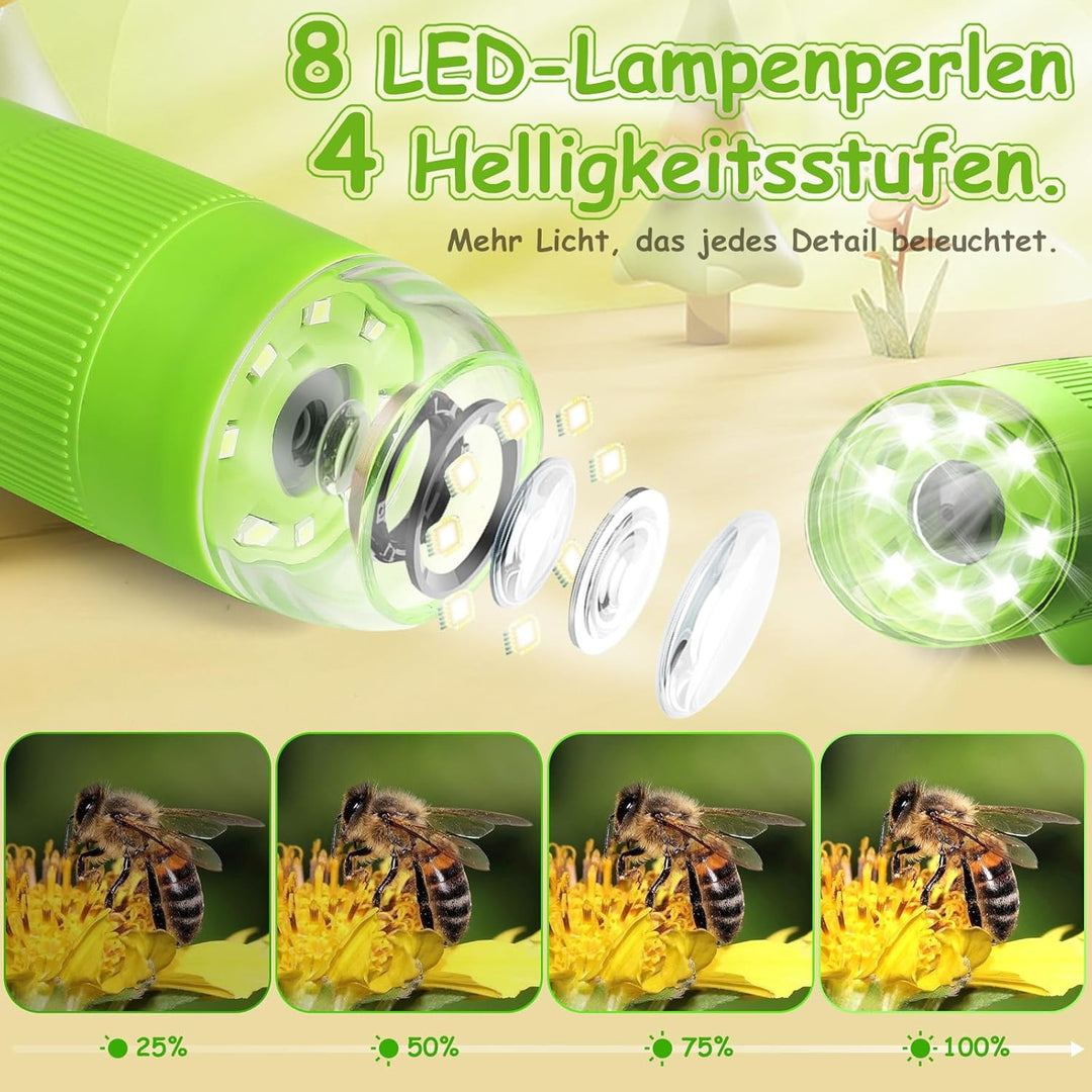 Mucek Handy Mikroskop für Kinder, 1000X Mikroskop Kinder, 2,0" IPS-Bildschirm Taschenmikroskop, 2MP