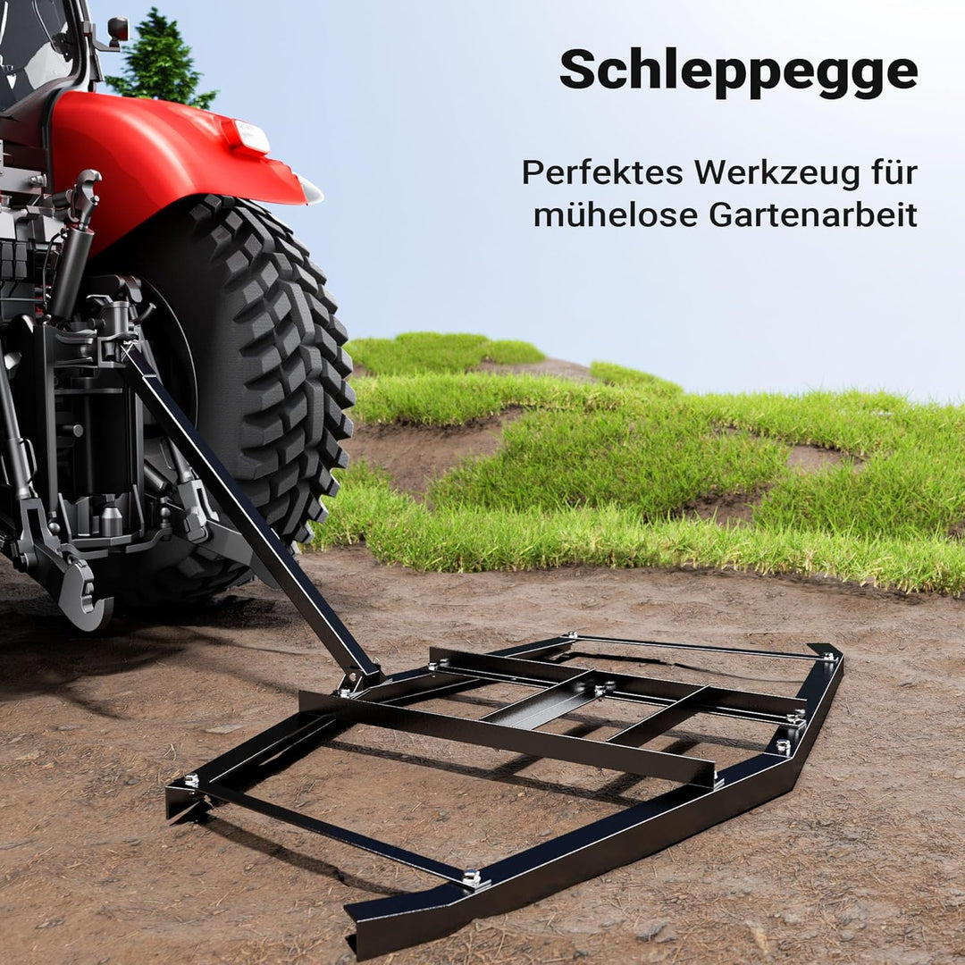 Wiltec Schleppegge 172 x 90 cm, Wiesenegge für Rasentraktor, ATV und UTV, Wiesenschleppe zur Bodenbe