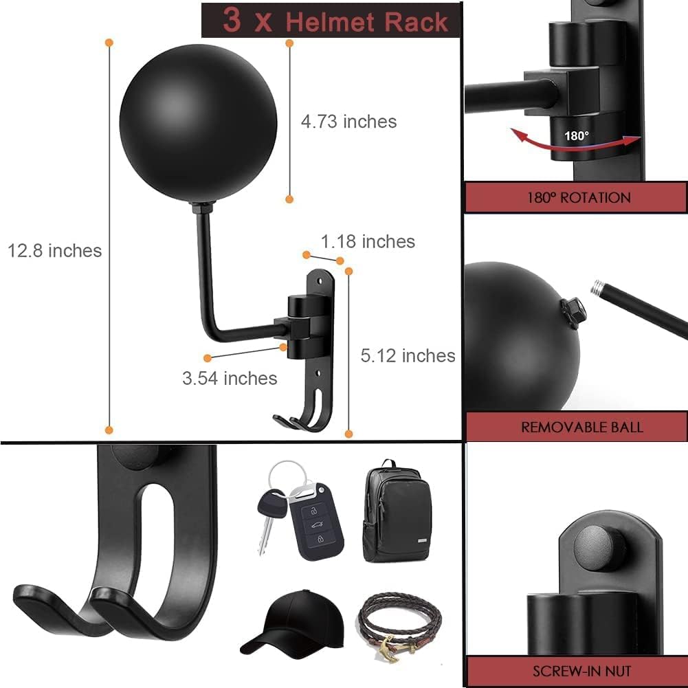 motofans Helmhalterung für Motorrad, Wandmontage, Motorradhelm, Huthalterung, aus Aluminiumlegierung