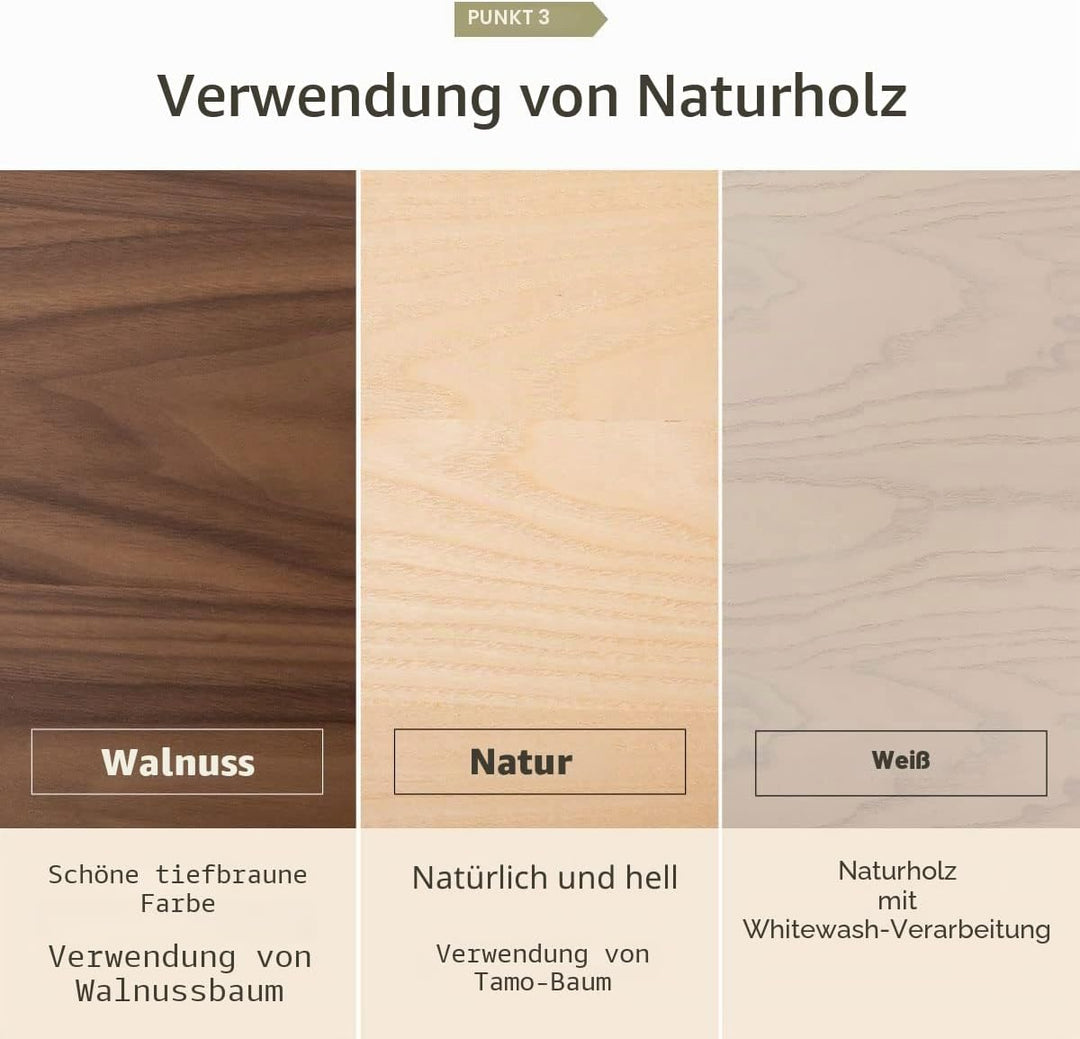 EMOOR Couchtisch aus Holz, Klappbar, Klein-Rechteck, Naturfarben Klein-Rechteck Naturfarben, Klein-R