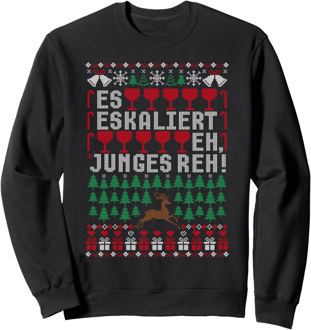 Es eskaliert eh Ugly Christmas Sweater Reh Weihnachten X-mas Sweatshirt