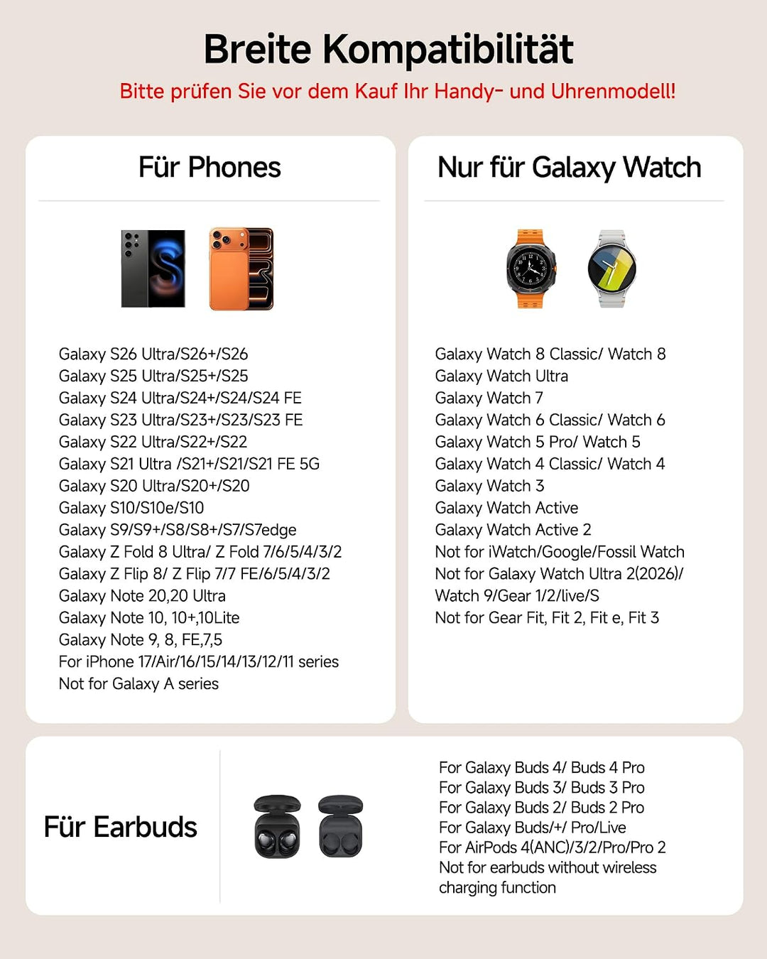 Induktive Ladestation für Samsung S25 Ultra, 3 in 1 Wireless Charger für Samsung Galaxy Watch 8/Ultr