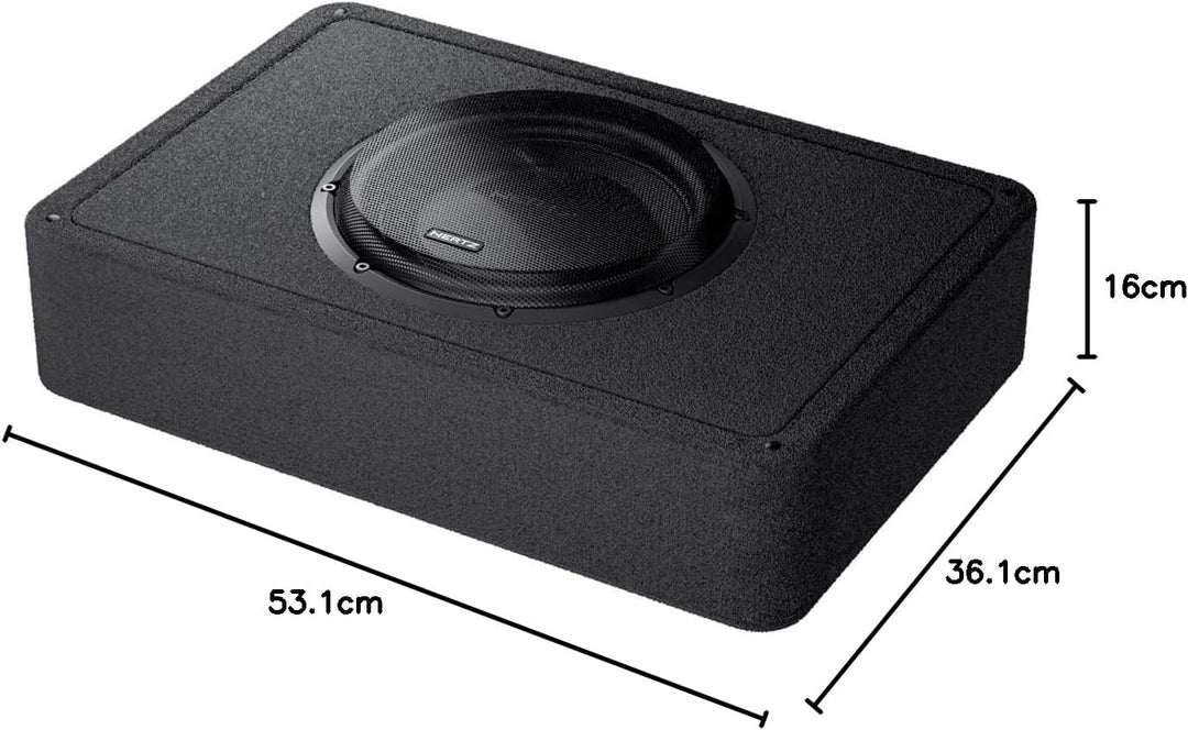 Hertz MPBX 250 S2 – 25-cm Gehäuse-Subwoofer, 500W RMS, 2Ω, 25–400 Hz Frequenzgang, Schwarz, Plug-and