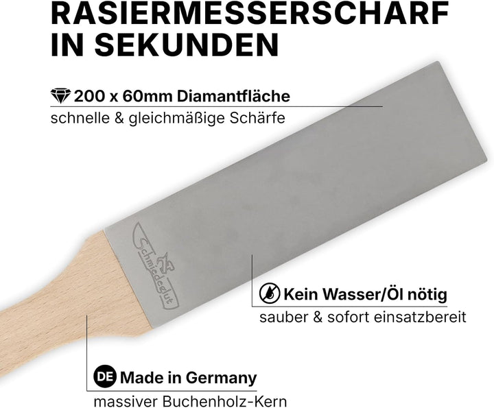 DIAMANT-ABZIEHLEDER I MESSER SCHÄRFEN I RASIERSCHÄRFE IN SEKUNDEN I PERFEKTER SCHLIFF FÜR ALLE MESSE