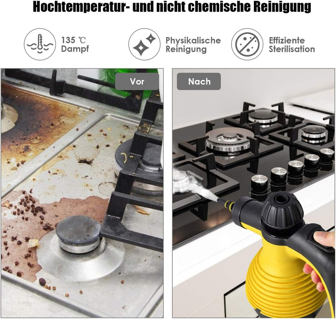 GOPLUS Dampfreiniger Handgerät, 1050W Handdampfreiniger, Aufheizzeit: 3 min., Dampfdruck: 3 bar, 350