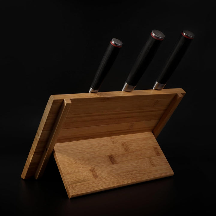 KOTAI | magnetischer Messerhalter aus natürlich lackiertem Bambus für 6-8 Messer (30 x 22 cm), zusam