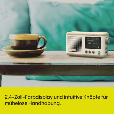 Pure Classic Mini Tragbares Digitalradio – DAB+ & UKW-Radio – Bluetooth 5.3 – 15 Stunden Akkulaufzei