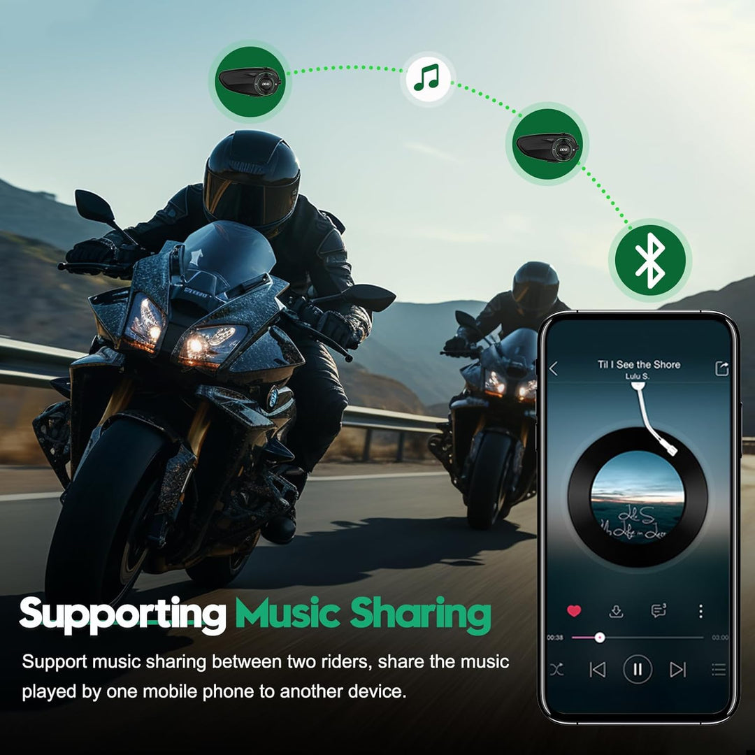 EJEAS Q8 Mesh Motorrad Bluetooth Headset, Helm Intercom für bis zu 6 Motorradfahrer Kommunikationssy