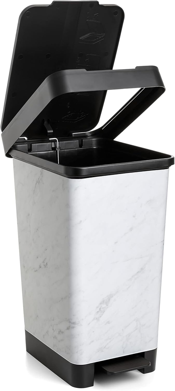 TATAY Mülleimer Küche Smart, 25L Fassungsvermögen, Einziehbares Pedal, Polypropylen, BPA-frei, 30L M