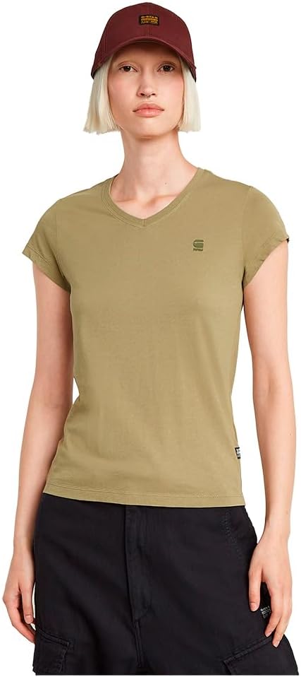 G-Star Damen Eyben Slim V-Neck Top 2.0 XXS Grün (Ensis Green D24533-4107-6057), XXS Gr&#xFC;n (Ensis