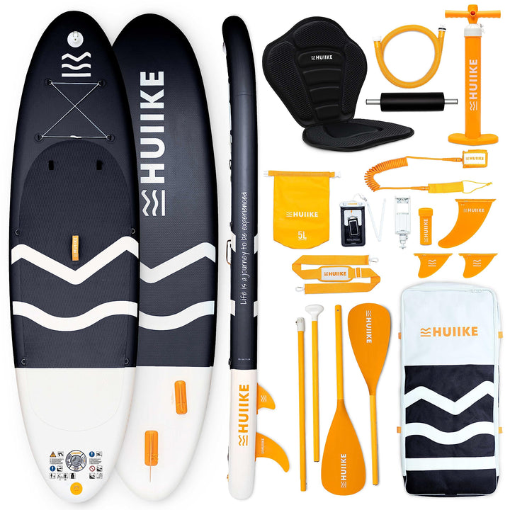 HUIIKE Stand Up Paddling Board mit Zubehör, Paddel, Finnen, Leash, Pumpe, Rucksack. SUP-Board Aufbla