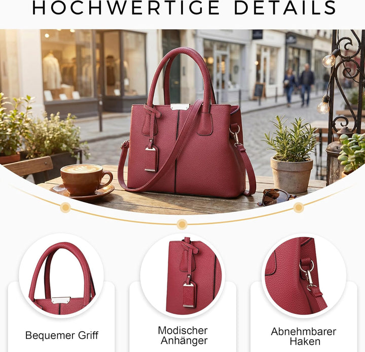 VARLIVOO Elegant Damen Handtasche Schultertasche Frauen Umhängetasche Taschen Shopper Wasserdicht PU