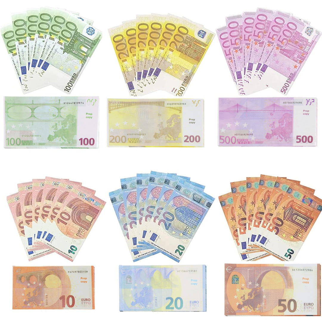 Spielgeld Set, 120 Blätter Spielgeld Euro Scheine Nennwert 10/20/50/100/200/500, Spiel Geld, Geeigne