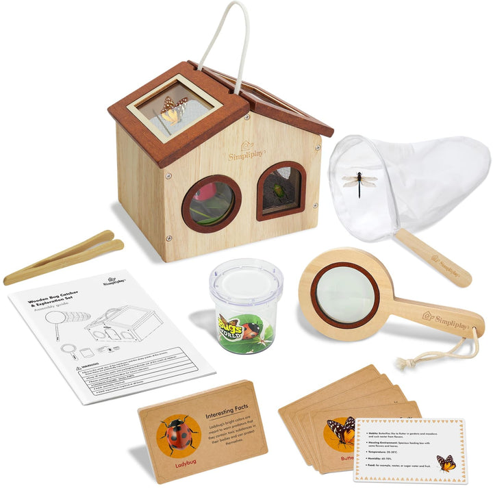 Kids Bug Catching Kit, 6-in-1 Natur Entdeckung Kit mit atmungsaktivem Holz Critter Habitat House, 15