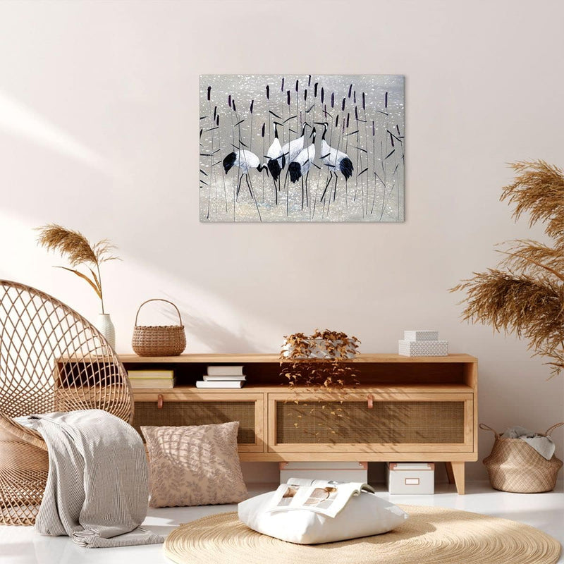 Bilder auf Leinwand Vogel Natur Wasser Leinwandbild mit Rahmen 70x50cm Wandbilder Dekoration Wohnzim