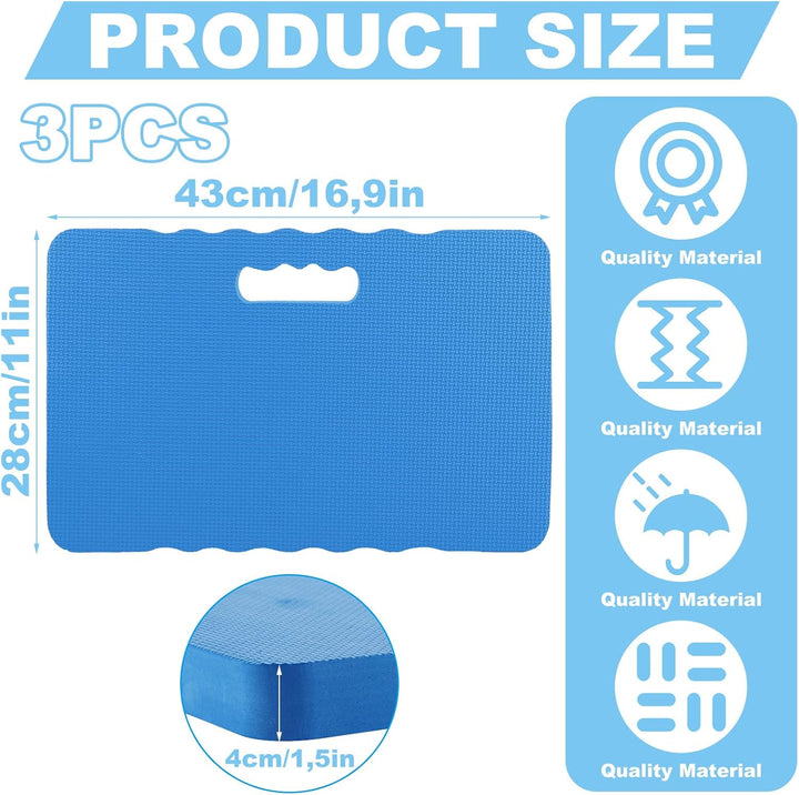 APACALI 3 Stück Kniekissen Garten Blau, 43x28x4CM Dicken Garten Kniekissen, Wasserabweisender Kniepo