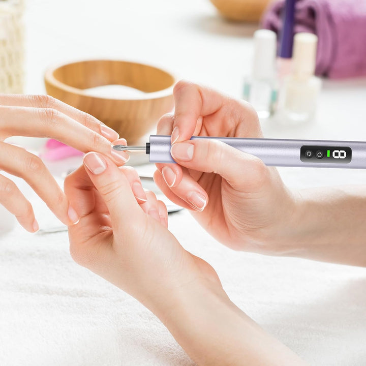 Nagelfräser Kabellos, Elektrische Nagelfeile Kabellos 19 in 1 Fräser für Gelnägel mit LED Licht und