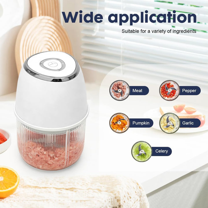 Tragbarer Mini-Zerkleinerer,Mixer Küche, Gemüsezerkleinerer Zwiebelschneider mit USB-Anschluss, Univ