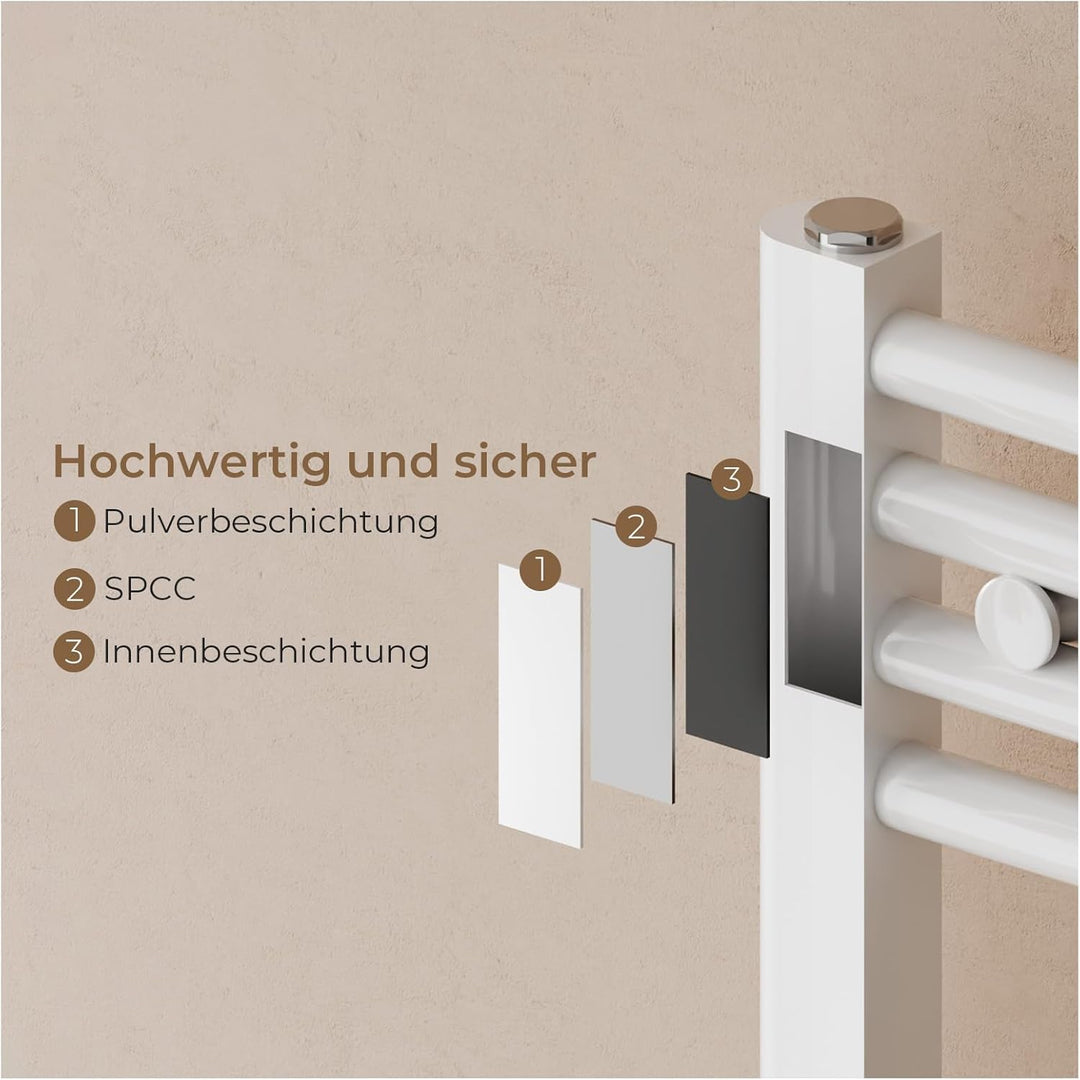 S'AFIELINA Badheizkörper Weiss 160x60 cm, Handtuchheizkörper Seitenanschluss & Mittelanschluss Bad H