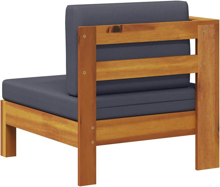 vidaXL Akazienholz Massiv Mittelsofa mit 1 Armlehne Sofa Lounge Gartensofa Einzelsofa Gartenmöbel Ga
