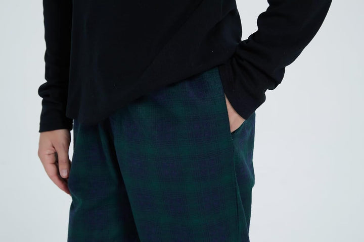GLOBAL Herren Schlafanzüge Flanell Herren Pyjama Set Baumwolle Langarm-Pullover Oberteil und elastis