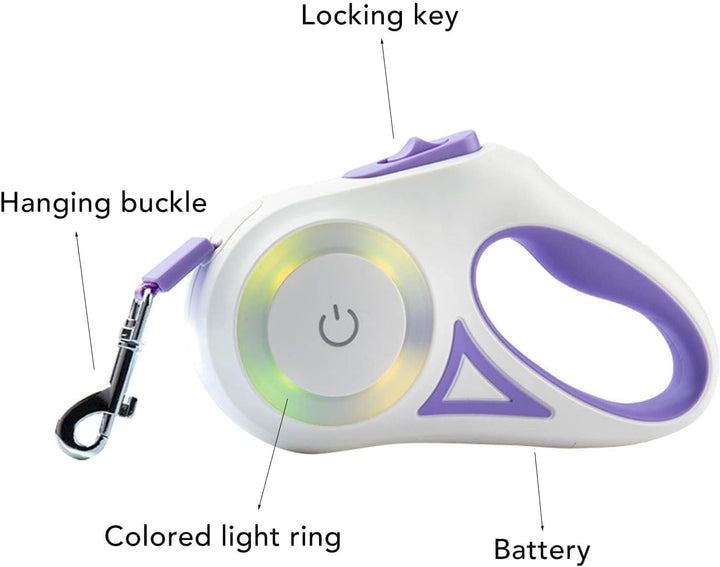 Ausziehbare LED-Hundeleine, Ausziehbare Haustierleine Mit Buntem LED-Licht, Ergonomischer Griff, Hun