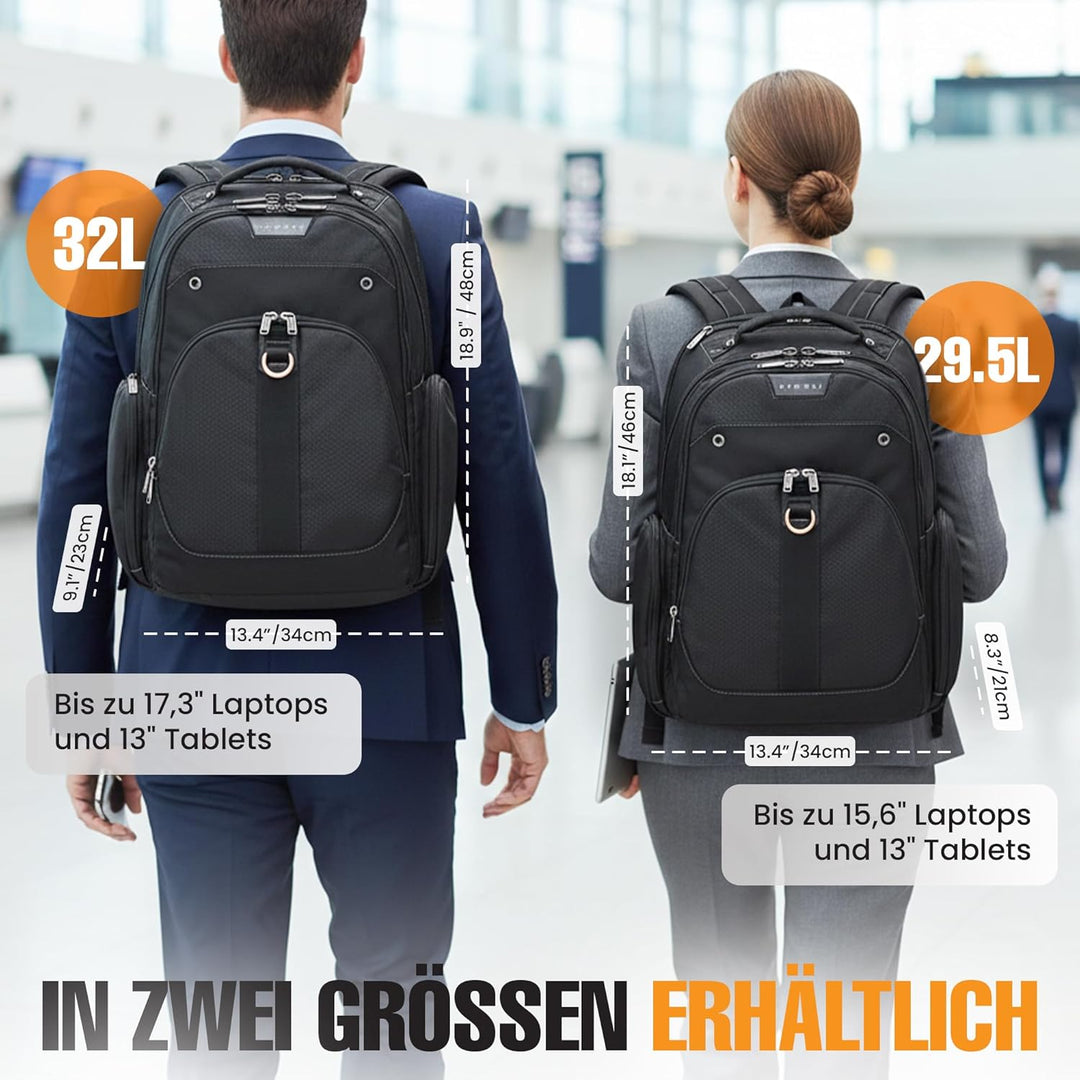 Everki Atlas Business-Laptoprucksack 32 L für 13–17,3 Zoll – ergonomischer, reisefreundlicher Notebo