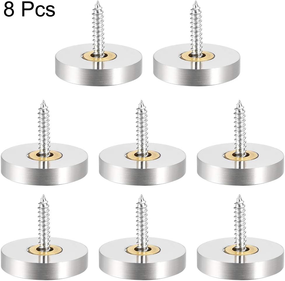 sourcing map 8Stk Spiegel schraube Dekorative Kappen abdeckung Nägel Edelstahl Poliert 25 mm 25mm, 2