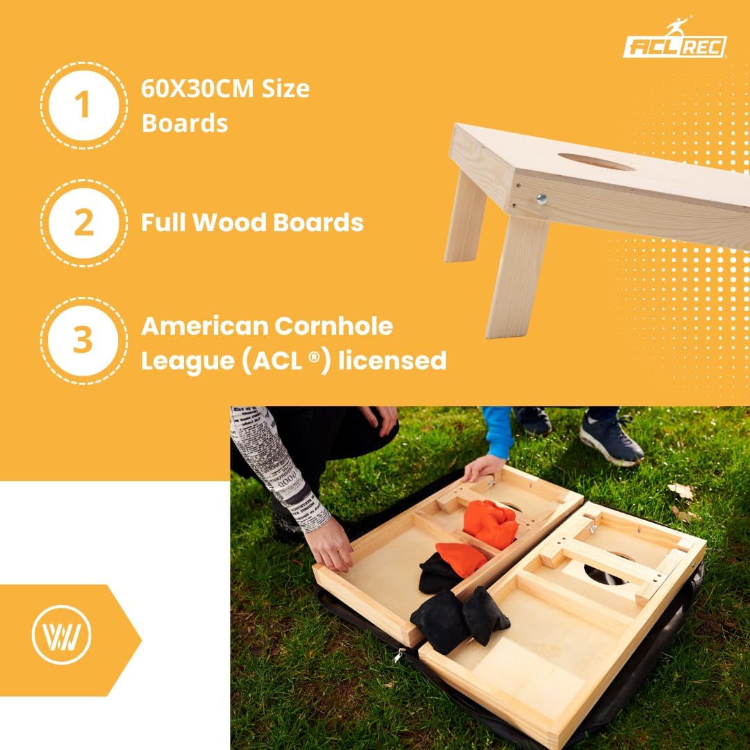 Cornhole Set Mini - Wicked Wood - 60x30cm - Inklusive Säckchen und Tragetasche Rot/Schwarz, Rot/Schw